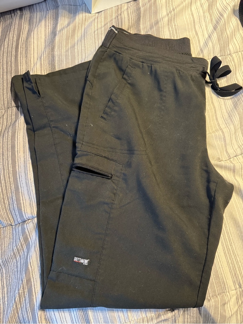 Grey's Anatomy womens Black Cargo Scrub Pants - Drawstring Waist